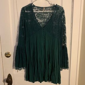 Free People lace bell sleeve mini dress w/ lining